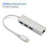 3 Ports USB HUB 3.0 Type C to Ethernet LAN RJ45 Adapter Wired Network Card  Converter Cable High Speed Data Transfer For Macbook