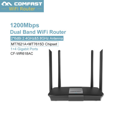 comfast 1200Mbps Gigabit WiFi Router 2.4G 5GHz WiFi Repeater 128MB DDR 1*10/100/1000 Lan Wan USB 2.0  Dual Band Wireless Router