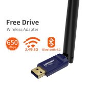 USB Wifi Adapter Bluetooth 4.2 Dual Frequency 650Mbps Two In One Wireless Network Card Computer PC Adapter WiFi Receiver