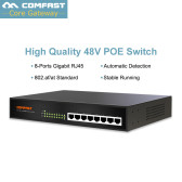 Comfast 10/100/1000Mbps 8 Ports PoE Switch output Power 53V DC 60W 2K MAC add table for IP telephone/Monitor system/Wireless cpe