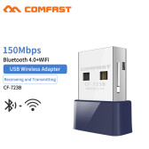Comfast CF-723B Mini USB 2.0 150Mbps Wireless Wifi Adapter Dongle Receiver Network LAN Card PC Bluetooth 4.0 Receive&Transmit